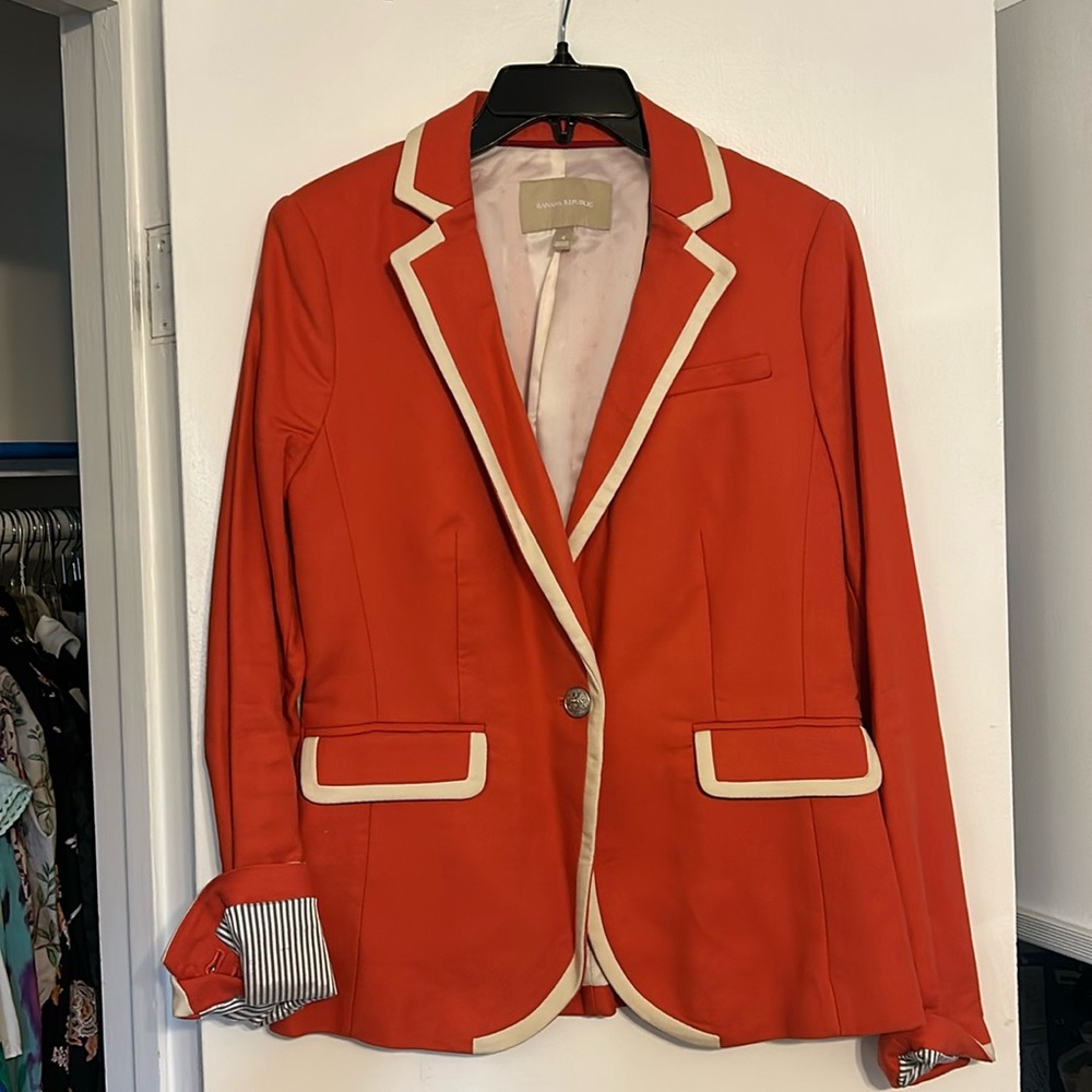 Brand New Banana Republic deep orange lined blazer
